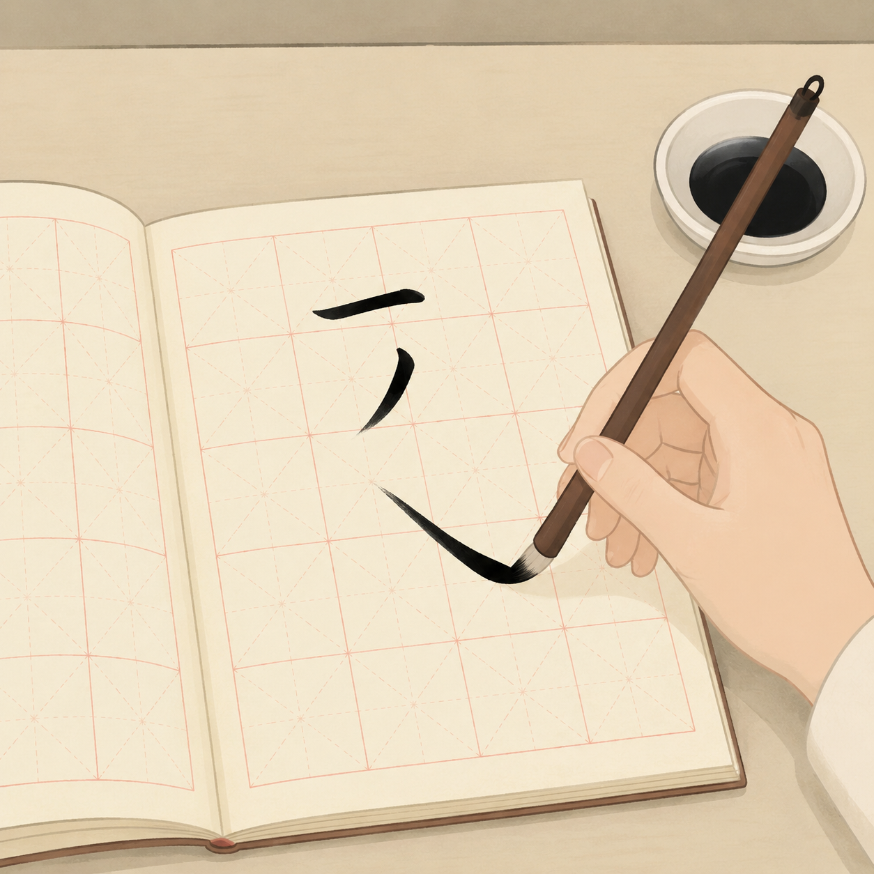 在田字格中练习汉字笔画